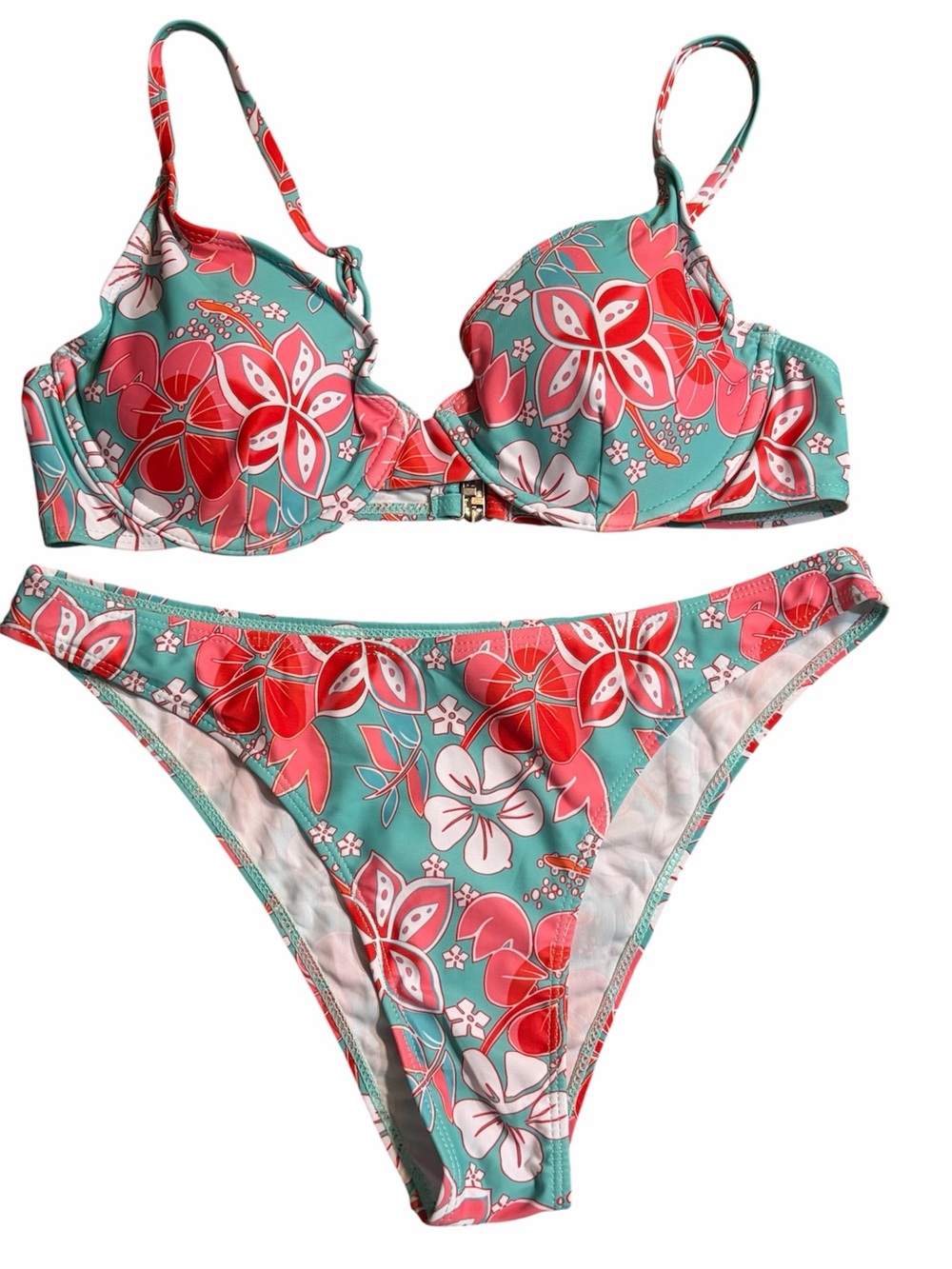 Hurley Turquoise & Pink Tropical Floral Bikini Set